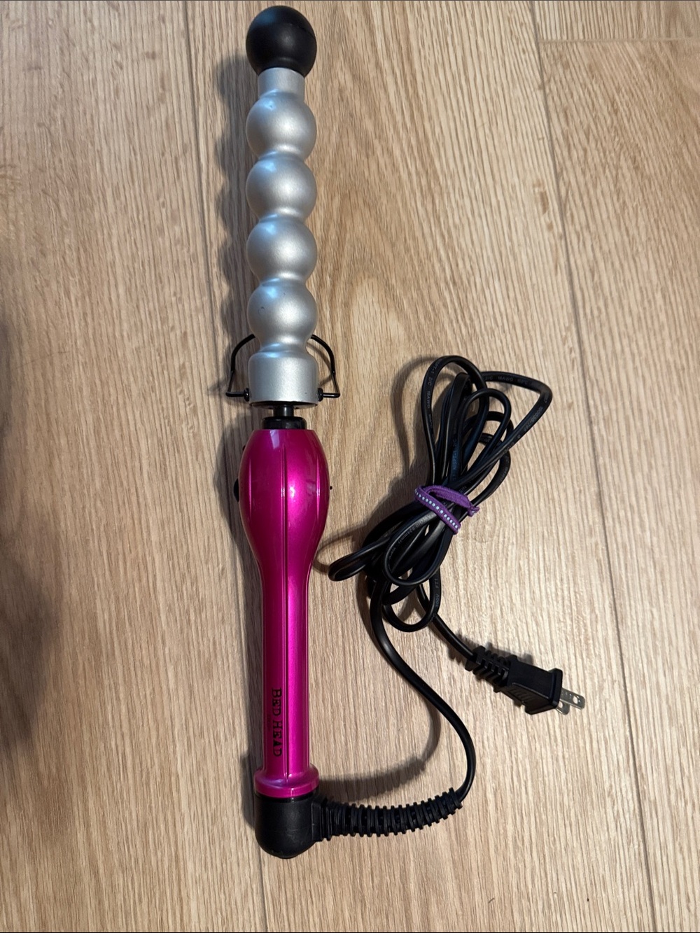 Bed Head Curve Check XL Tourmaline Ceramic Styling Iron in Pink and Silver